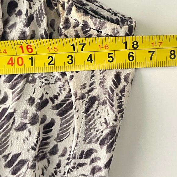 Rebecca Taylor Silk Cinch Waist V-Neck Sleeveless Black & White Dress - Picture 3 of 7